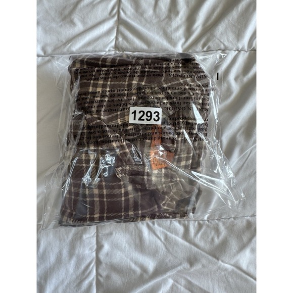 OOBE Brown Plaid Flannel Long Sleeve Sz XL Button Down Shirt VINTAGE Small Hole - Picture 8 of 9